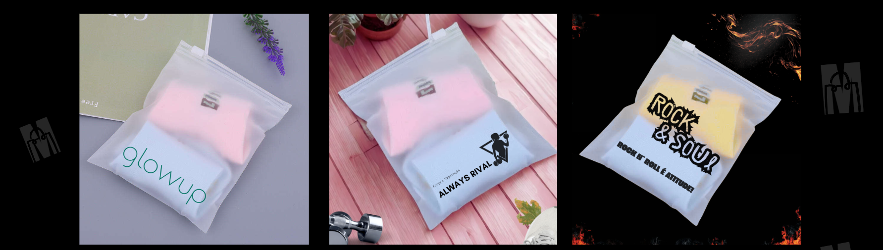 Saquinhos zip lock fosco personalizado  com trilho para fechamento