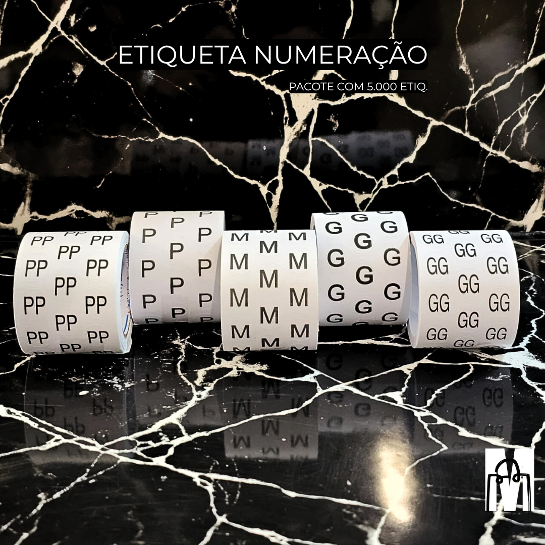 Etiqueta de identificação de medidas de vestuário